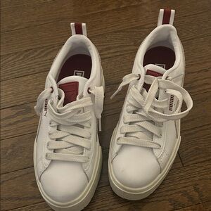 Puma Classic White and Red Sneakers